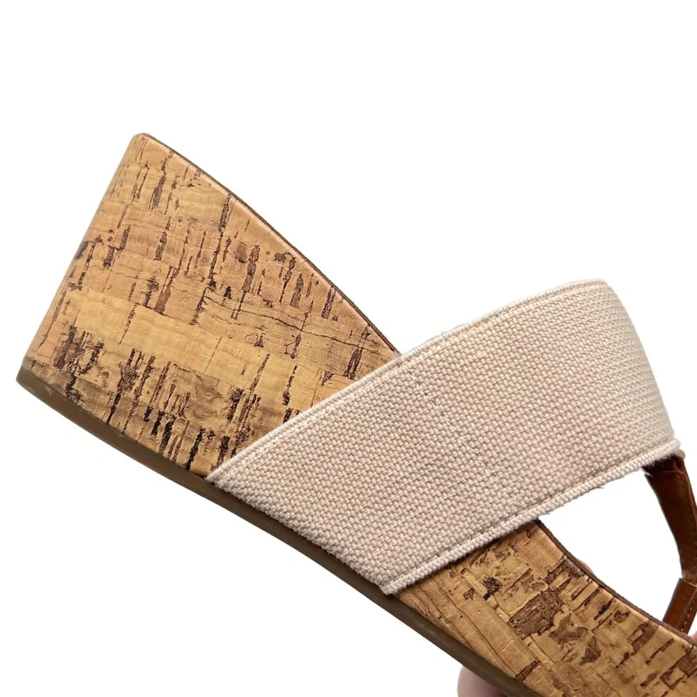 Style & Co Wedge Thong Piperr Cork Sandal Light Taupe Size 10 - Picture 11 of 14